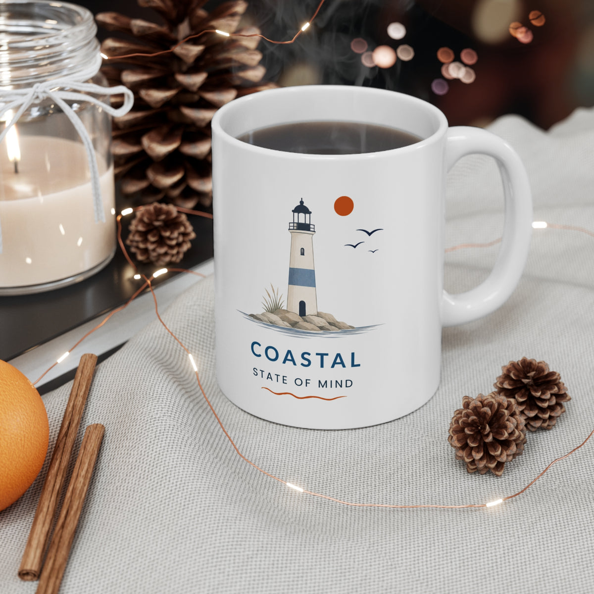 Coastal State of Mind Lighthouse Mug, Coastal Coffee Mug |