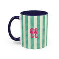 Personalized Striped Coffee Mug, Custom Name Seahorse Cup
