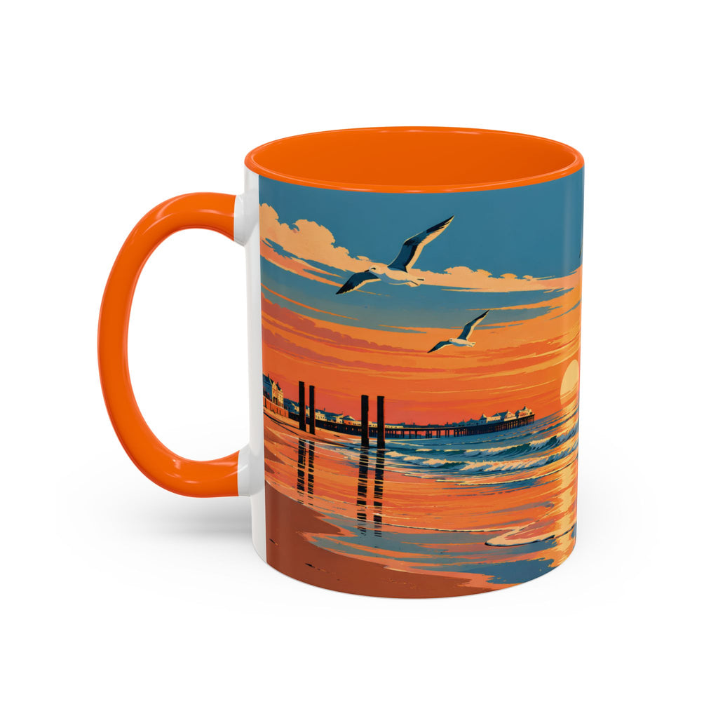 Brighton West Pier Sunset Mug, Seaside Art Coffee Cup