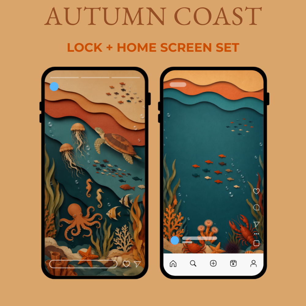 Ocean Phone Wallpaper Bundle, 5 Coastal Lock & Home Screen Sets