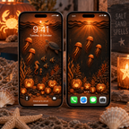 Coastal Halloween Phone Wallpaper Bundle, 6 Spooky Ocean Phone Wallpapers