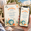 Halloween Coastal Digital Invitation, Beach Halloween Party Invitation, Printable & Mobile Invite