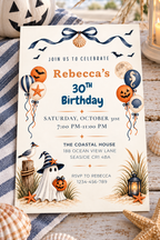 Coastal Halloween Birthday Invitation Template, Printable & Digital Invitation