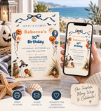 Coastal Halloween Birthday Invitation Template, Printable & Digital Invitation