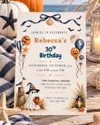Coastal Halloween Birthday Invitation Template, Printable & Digital Invitation