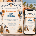 Coastal Halloween Birthday Invitation Template, Printable & Digital Invitation