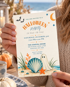 Halloween Coastal Digital Invitation, Beach Halloween Party Invitation, Printable & Mobile Invite