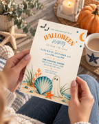 Halloween Coastal Digital Invitation, Beach Halloween Party Invitation, Printable & Mobile Invite