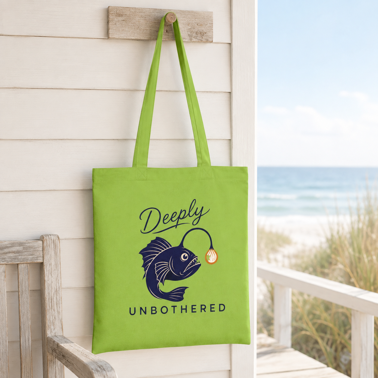 "Deeply Unbothered" Angler Fish Cotton Tote Bag