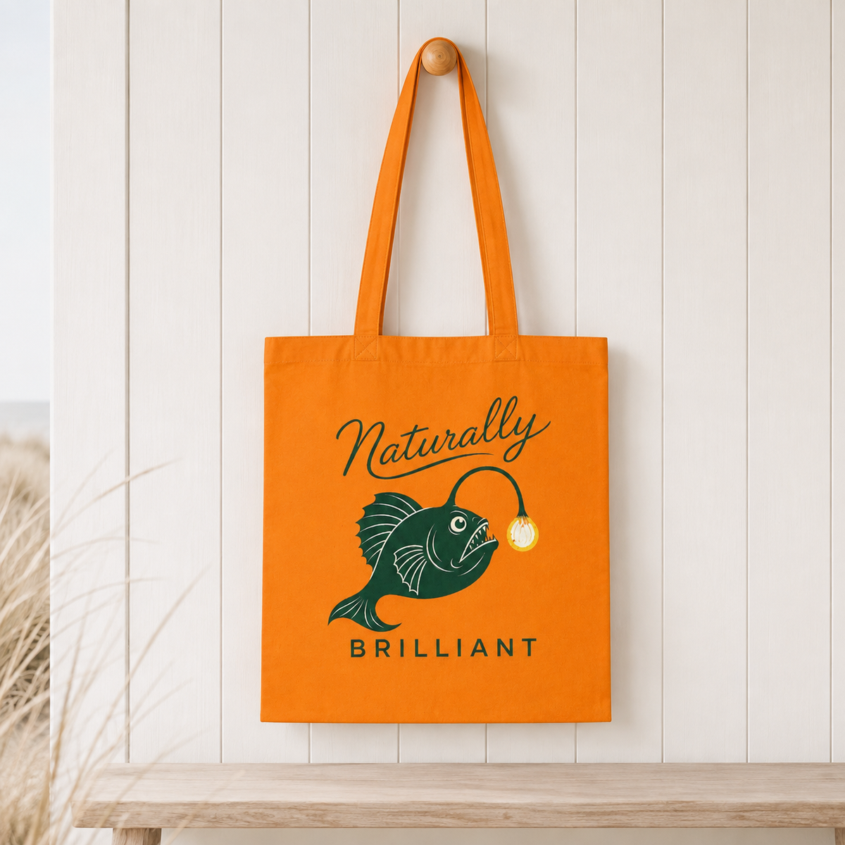 Anglerfish 'Naturally Brilliant'  Cotton Tote Bag