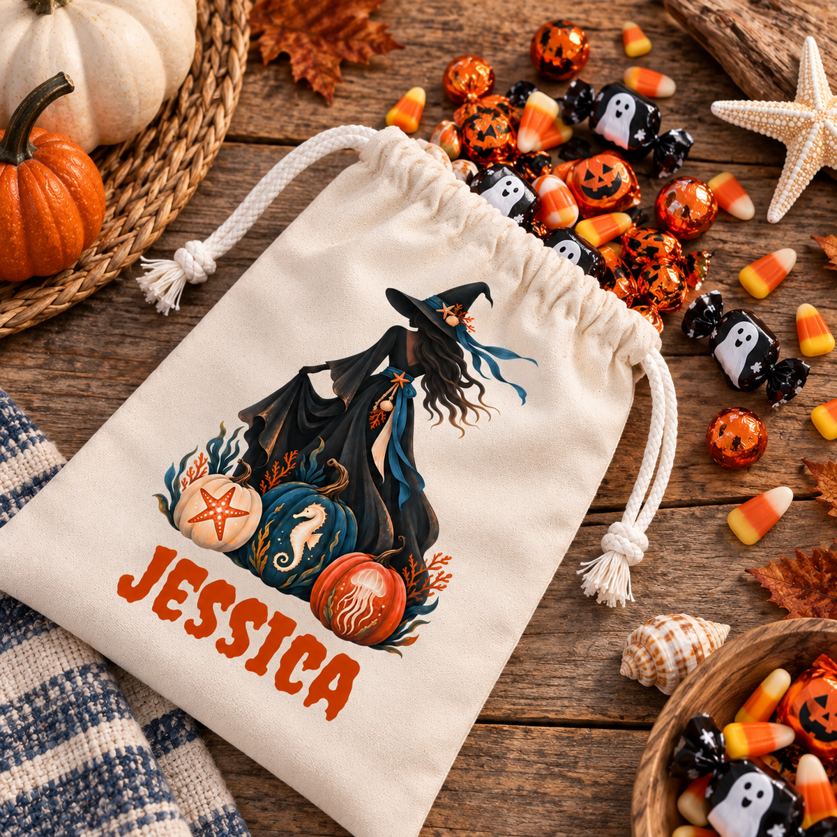 Witch Halloween Favor Bag, Personalized Halloween Treat Candy Gift Bag