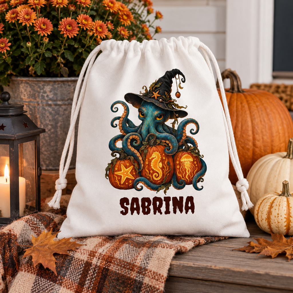 Personalized Halloween Favor Bag, Custom Name Trick-or-Treat Bag