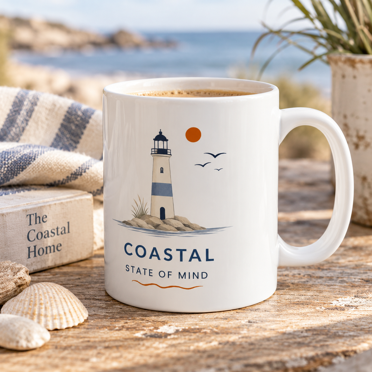 Coastal State of Mind Lighthouse Mug, Coastal Coffee Mug |