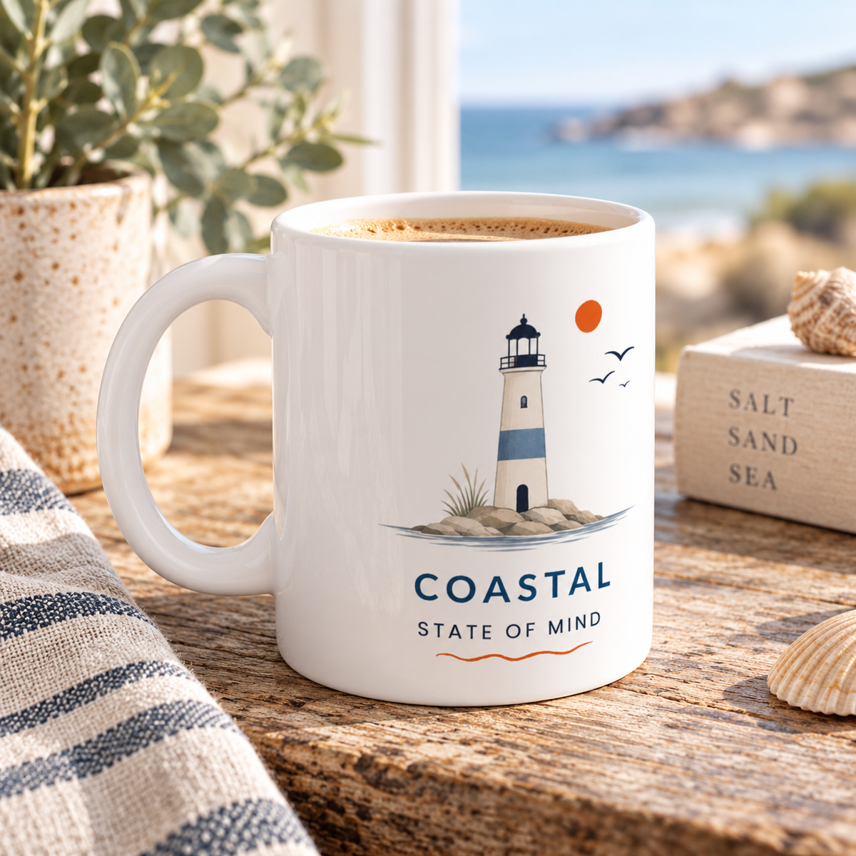 Coastal State of Mind Lighthouse Mug, Coastal Coffee Mug |