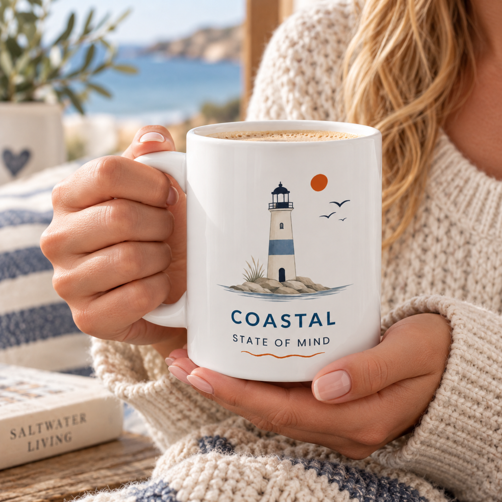 Coastal State of Mind Lighthouse Mug, Coastal Coffee Mug |