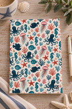 Ocean Life Notebook, Softcover A5 Journal with Octopus & Jellyfish Pattern