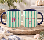 Personalized Striped Coffee Mug, Custom Name Seahorse Cup