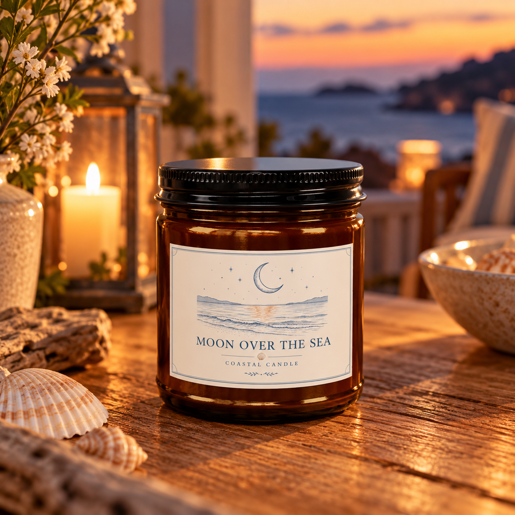 Moon Over the Sea Soy Candle - Seaside Scented Candle