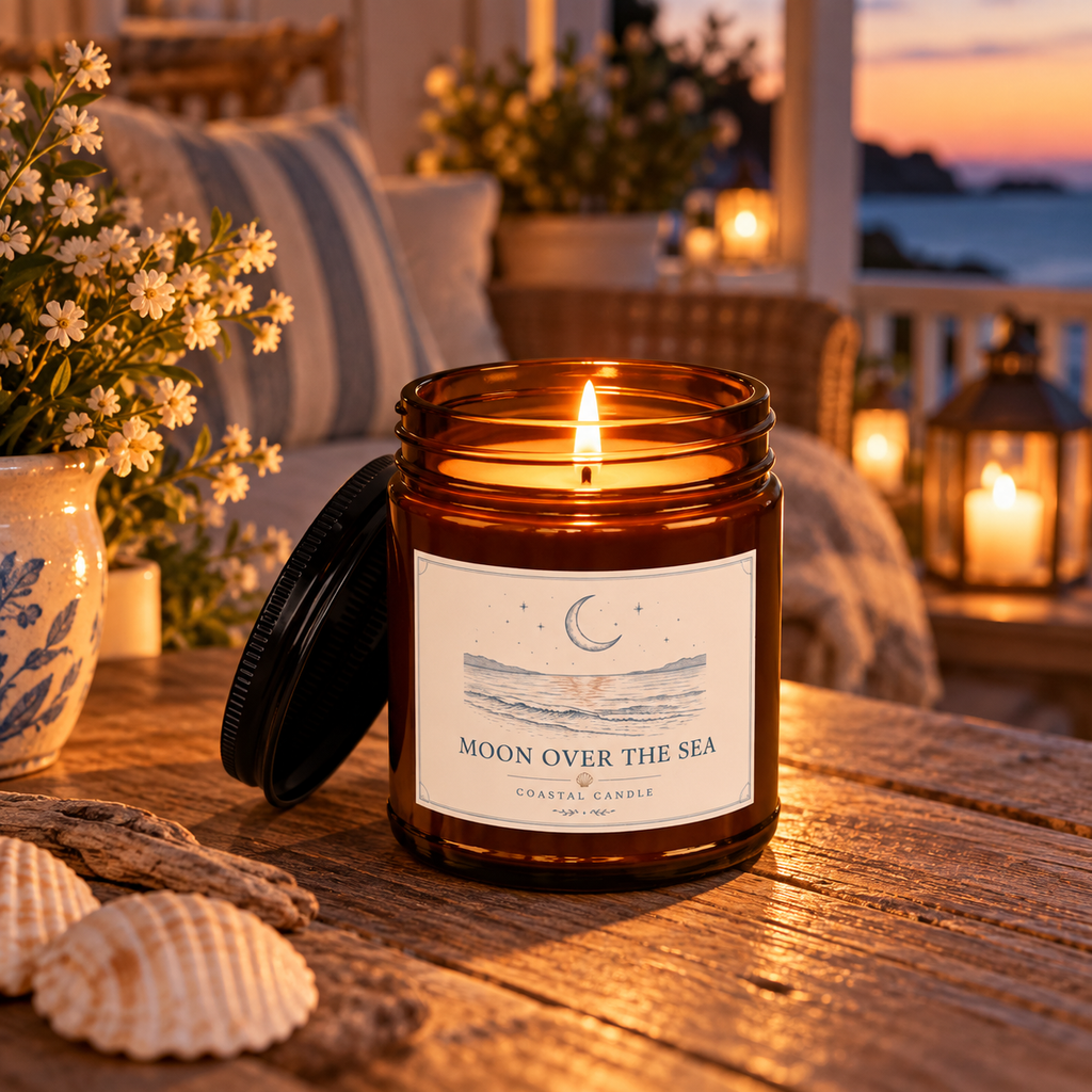 Moon Over the Sea Soy Candle - Seaside Scented Candle