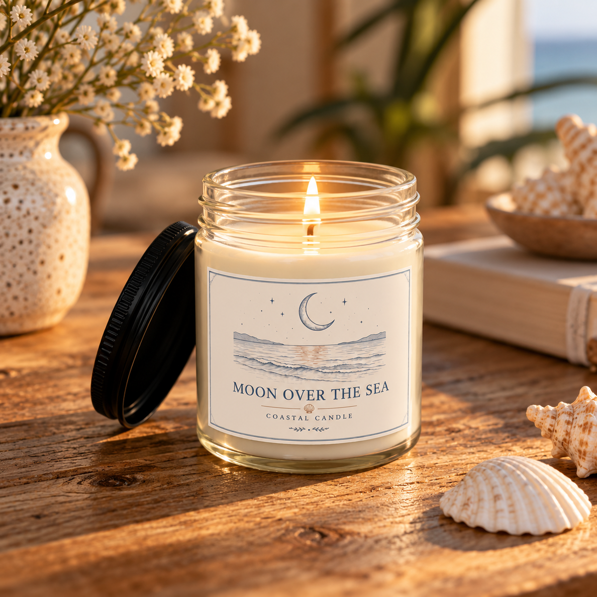 Moon Over the Sea Soy Candle - Seaside Scented Candle