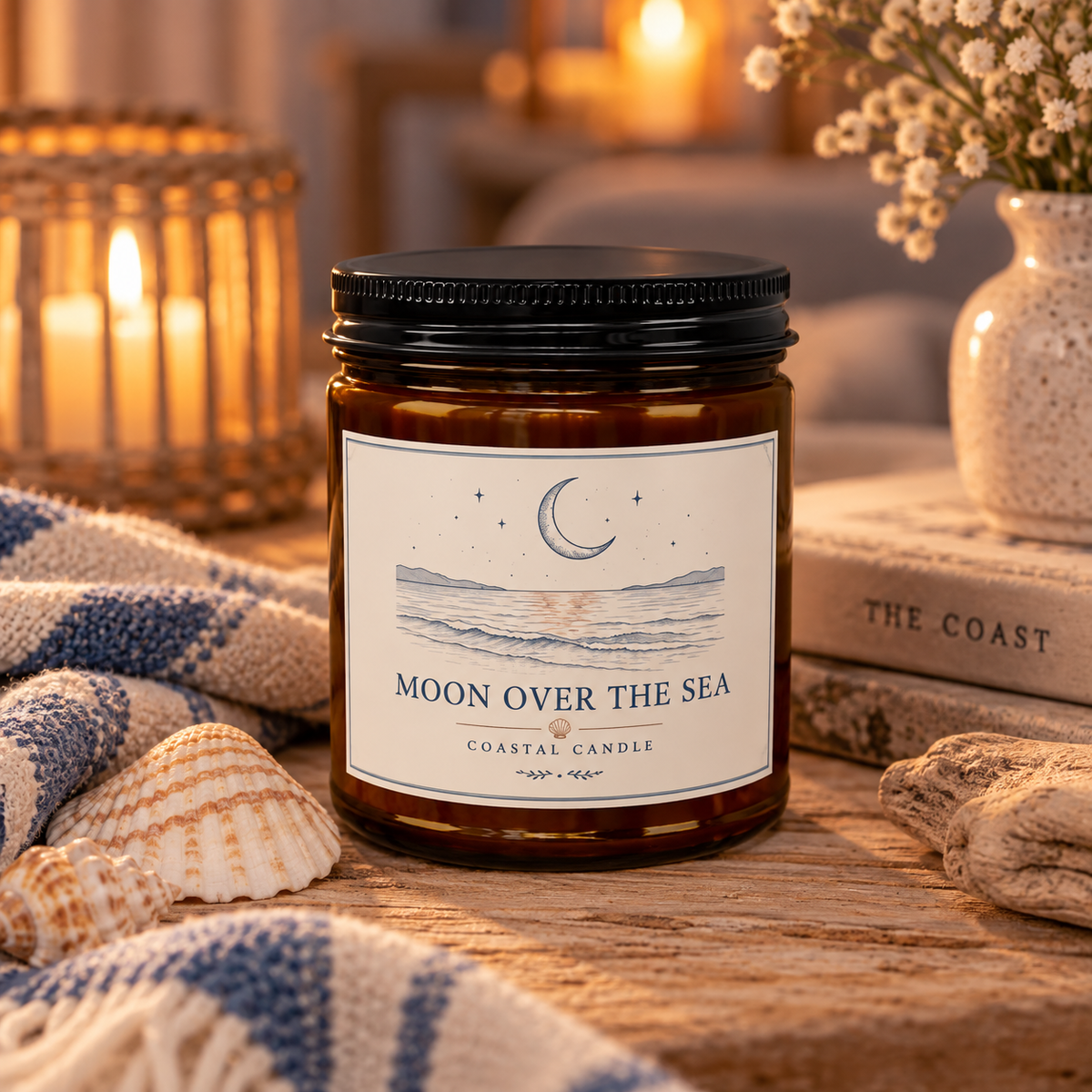 Moon Over the Sea Soy Candle - Seaside Scented Candle