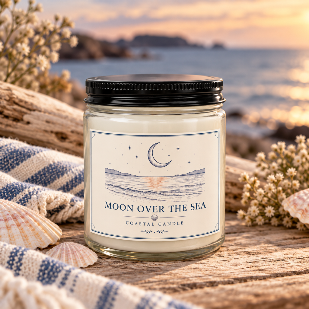 Moon Over the Sea Soy Candle - Seaside Scented Candle
