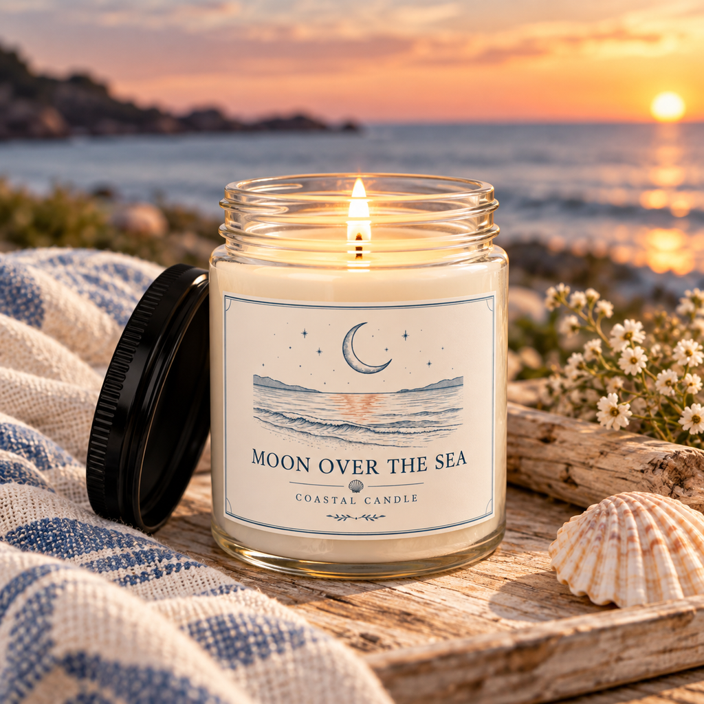 Moon Over the Sea Soy Candle - Seaside Scented Candle