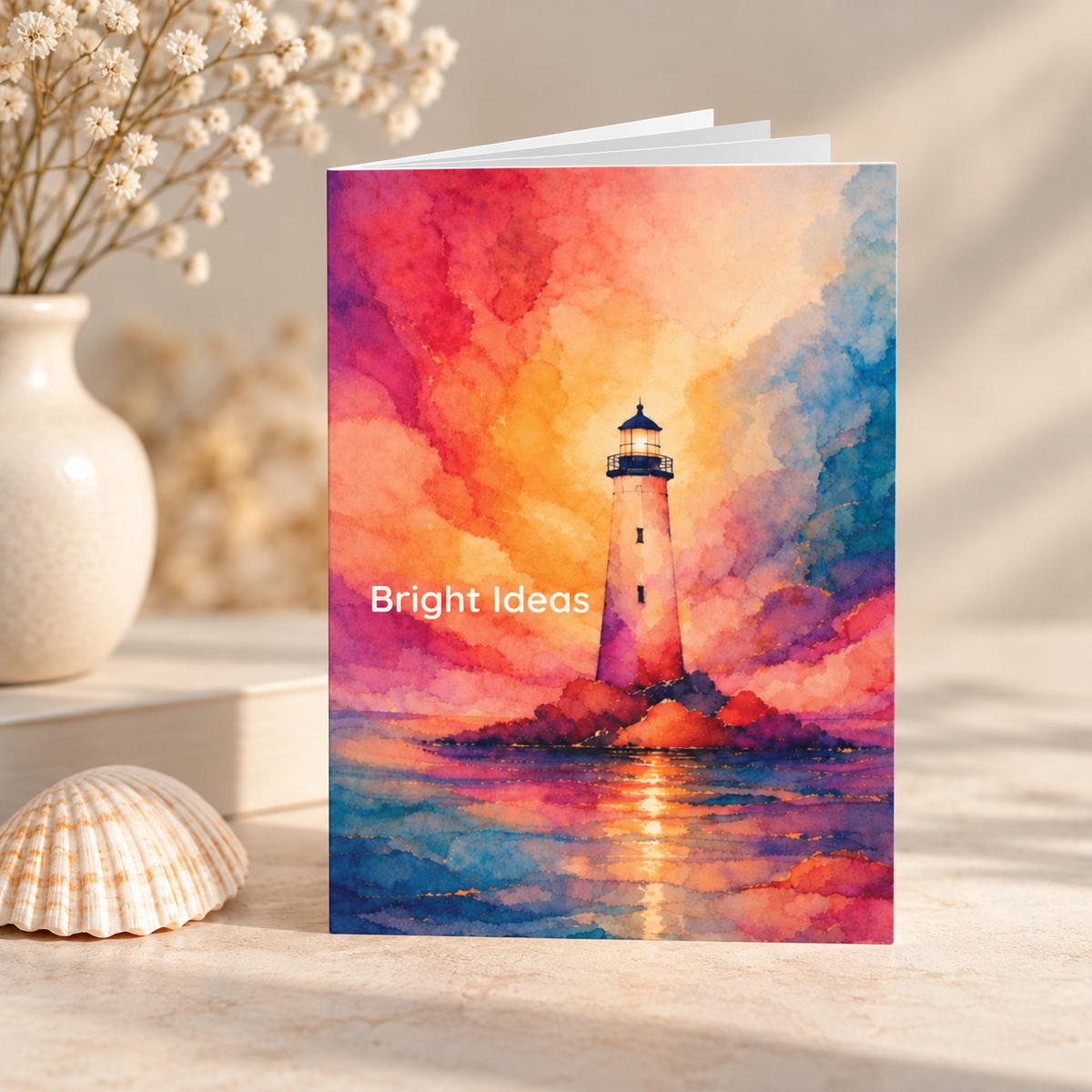'Bright Ideas' - Lighthouse Illustration A5 Softcover Notebook
