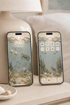 Dreamy Ocean Phone Wallpaper Set, Coastal Lock & Home Screen