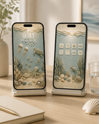 Dreamy Ocean Phone Wallpaper Set, Coastal Lock & Home Screen