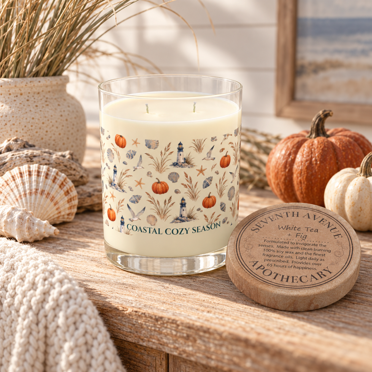 Coastal Cozy Season Soy Candle, 11 oz Fall Coastal Candle