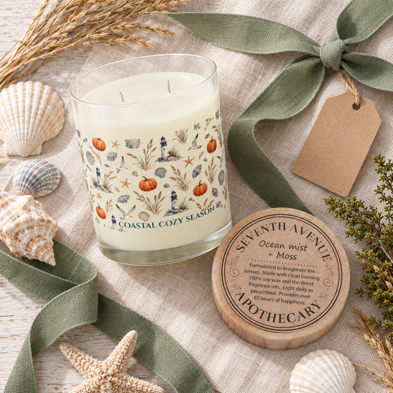 Coastal Cozy Season Soy Candle, 11 oz Fall Coastal Candle