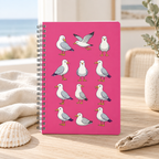 Seagull Pattern A5 Spiral Notebook — Pink