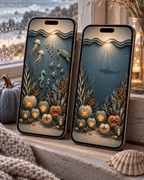 Coastal Halloween Phone Wallpaper Set, Spooky Pumpkin Lock & Home Screen Backgrounds