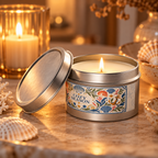 Cozy Season Coastal Candle Tin, Autumn Ocean-Inspired Candle