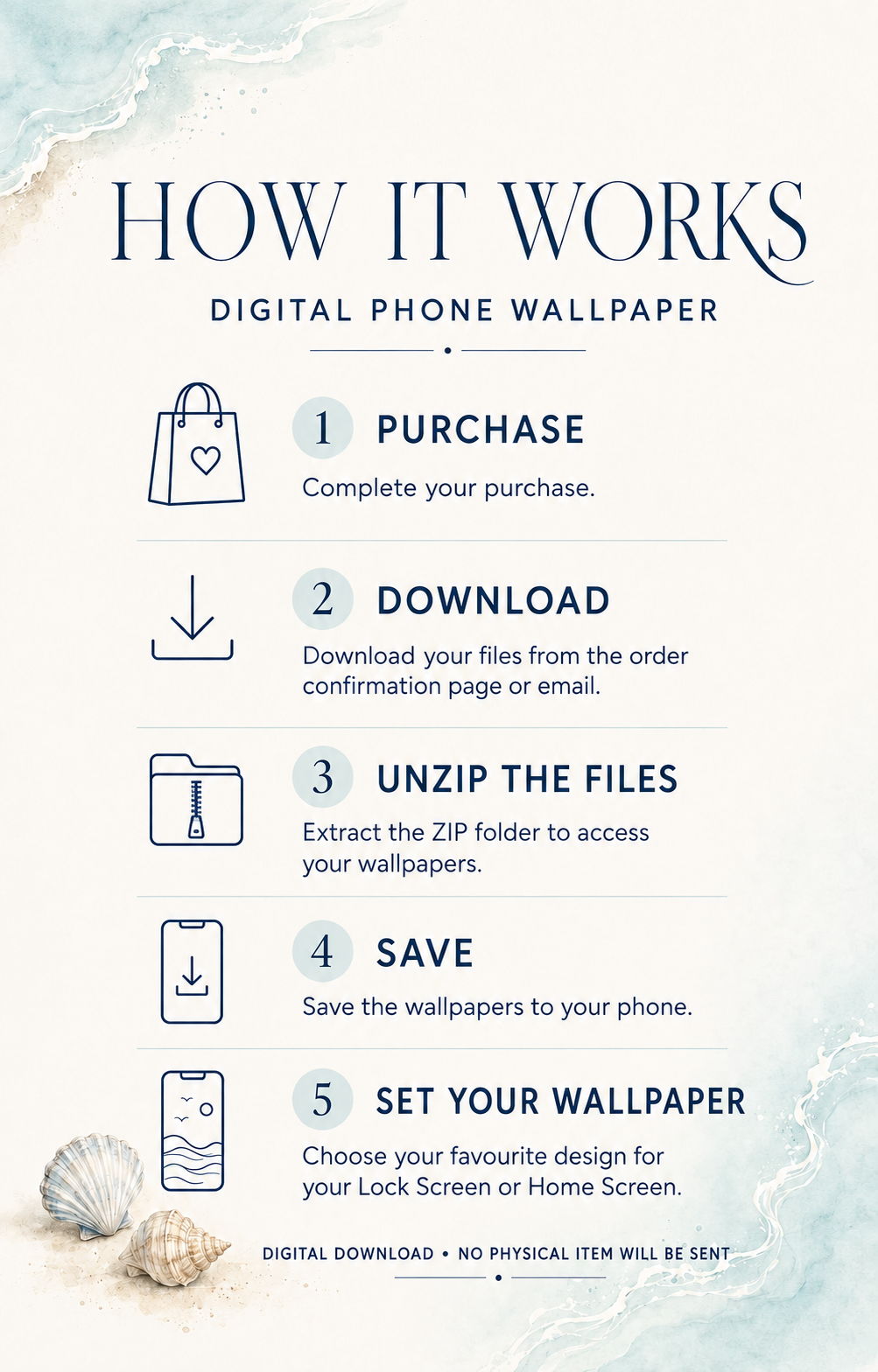 Ocean Phone Wallpaper Bundle, 5 Coastal Lock & Home Screen Sets