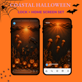 Coastal Halloween Phone Wallpaper Set, Ocean Halloween Lock & Home Screen Backgrounds