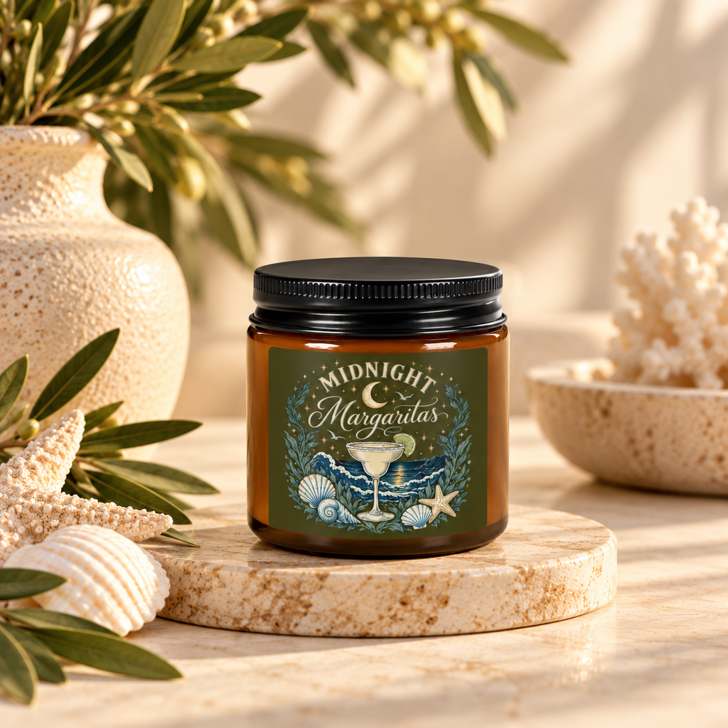 "Midnight Margaritas" Scented Soy Candle, Amber Jar Candle