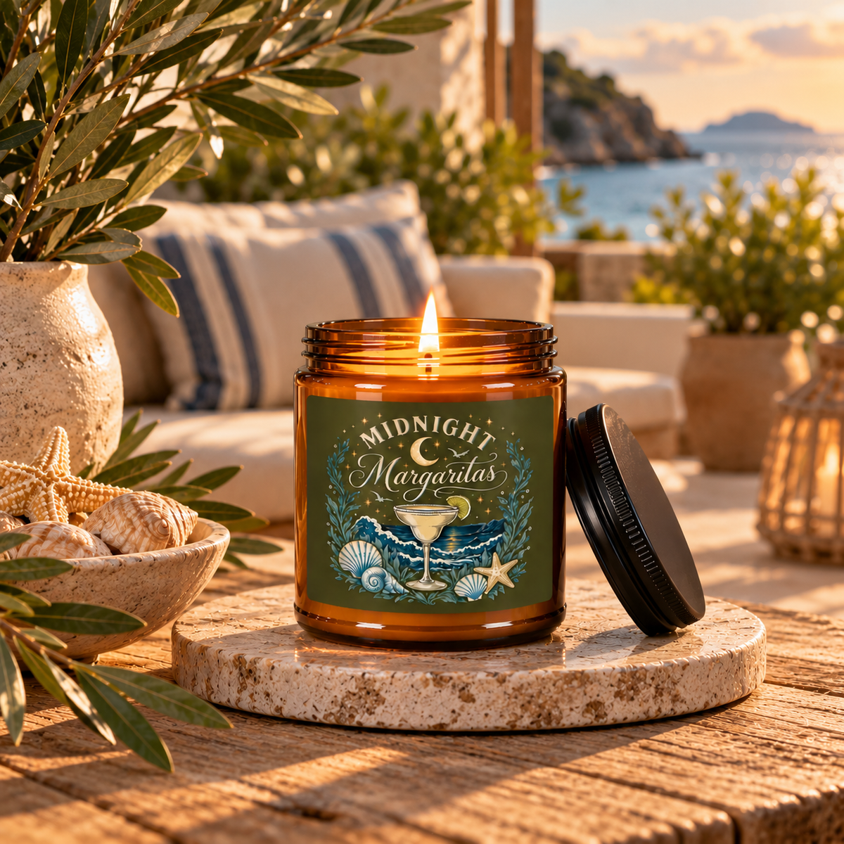 "Midnight Margaritas" Scented Soy Candle, Amber Jar Candle