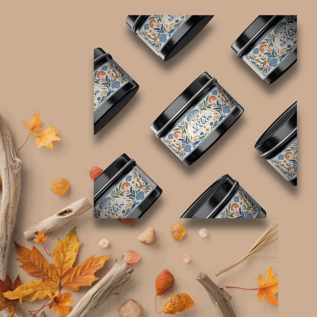Cozy Season Coastal Candle Tin, Autumn Ocean-Inspired Candle